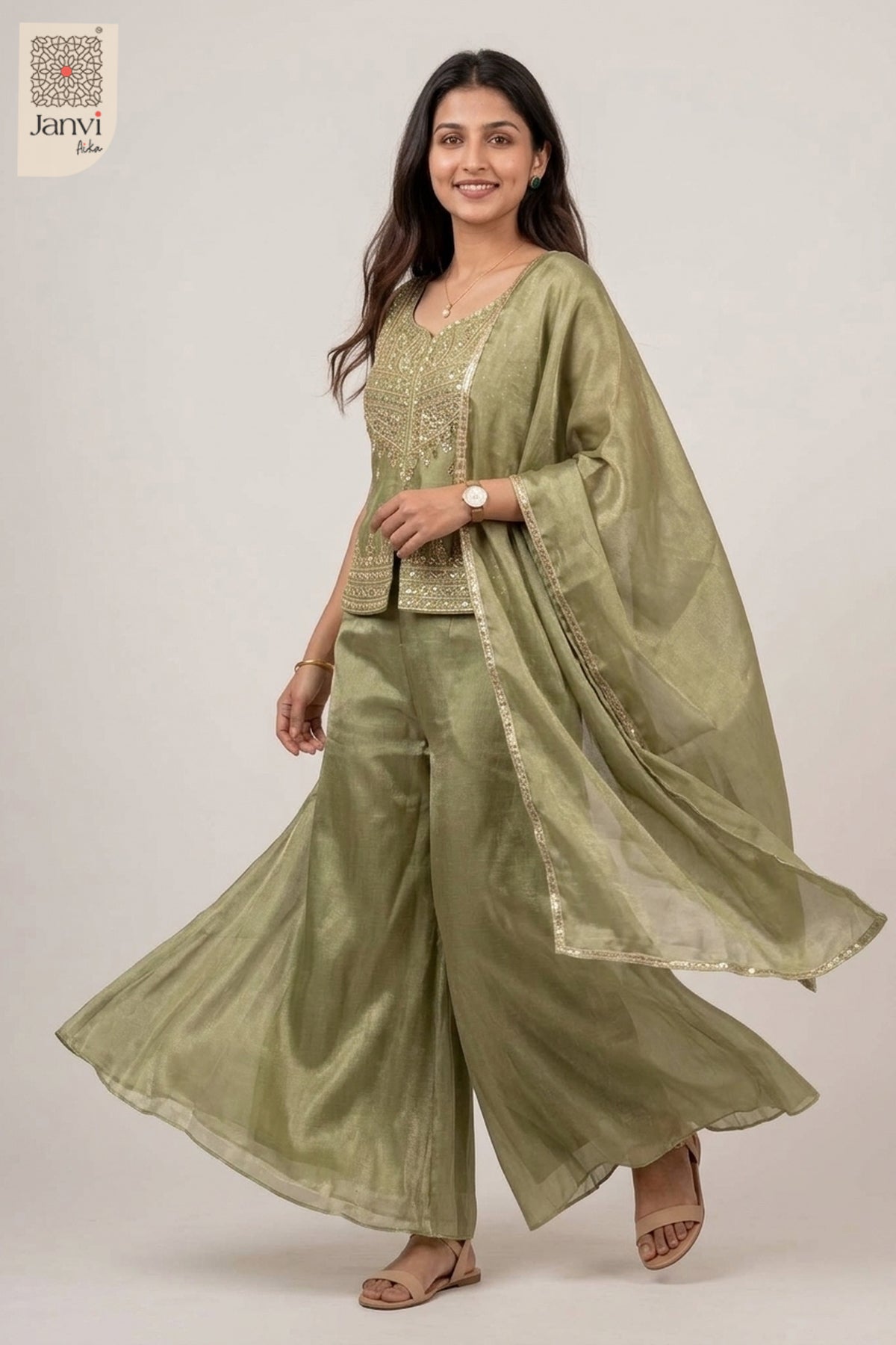 Sage Darling Sharara Set