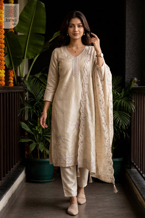 Silver Satin Rounded V Neck