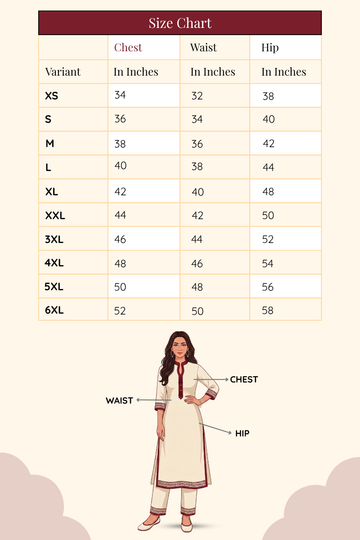 Size chart showing measurements from XS to 6XL for casual party outfits for ladies.
