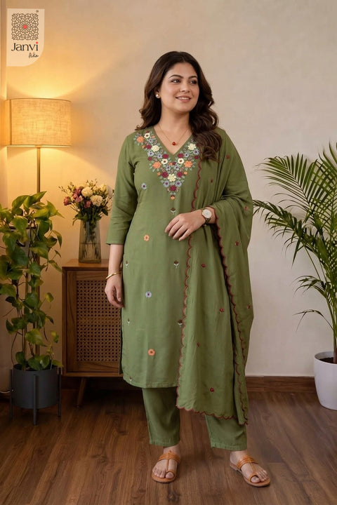 Springfield Floral Neckline Kurta Set