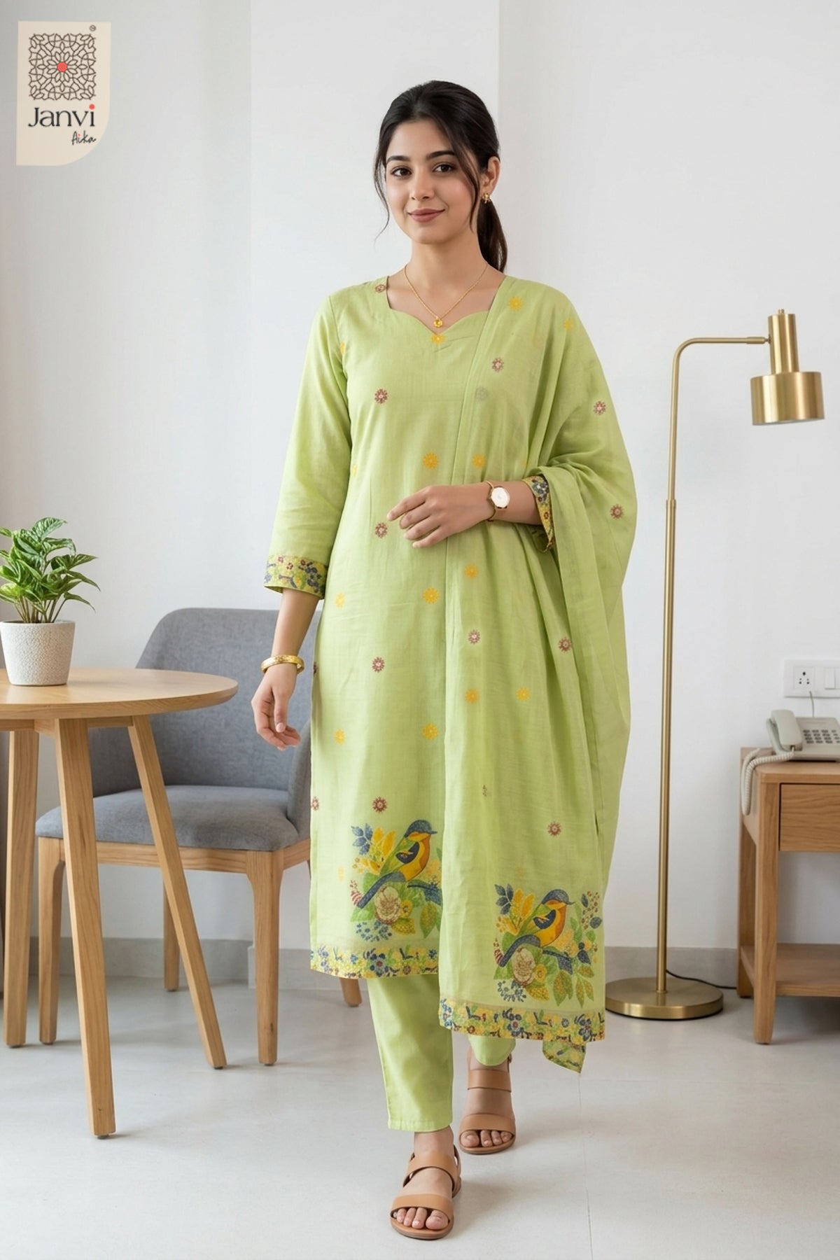 Spring Lime Floral Set