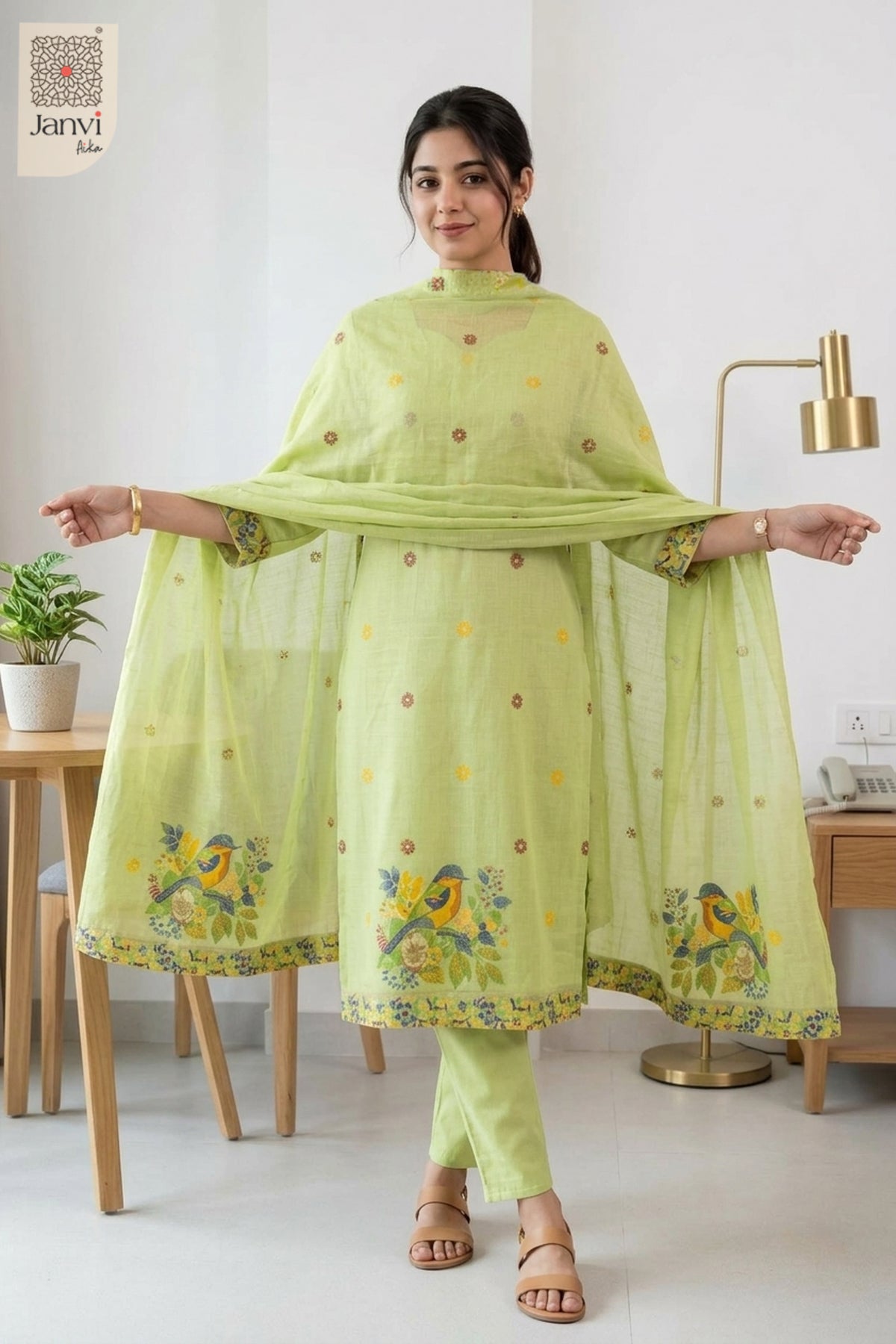 Spring Lime Floral Set