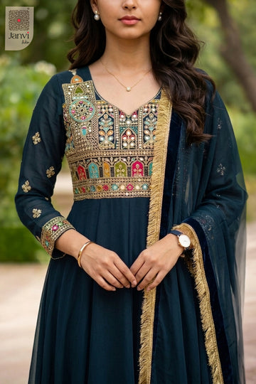 Back view showing neckline styling of Tealara Luxe for plus size formal wear for women.