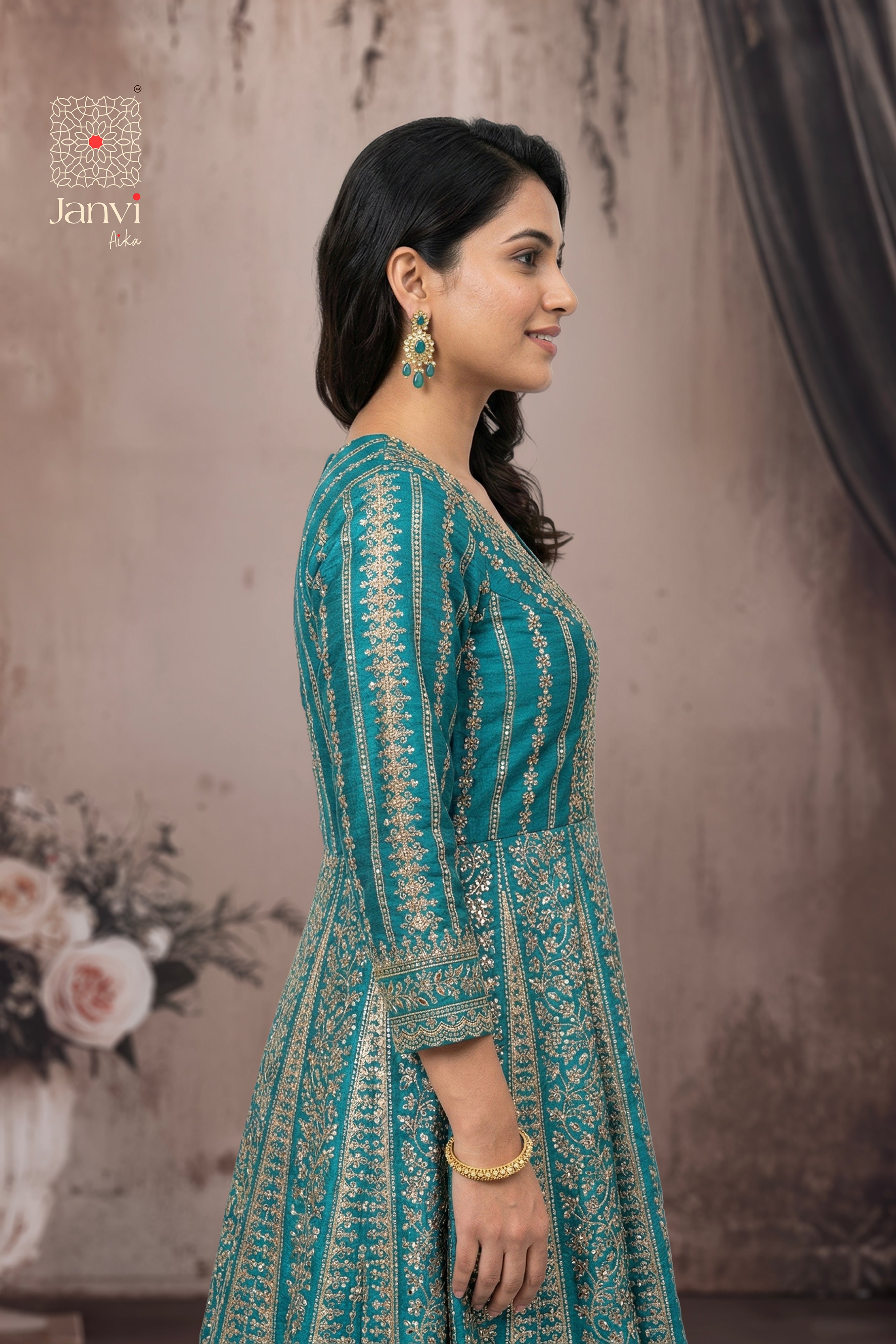 Teal Majesty Long Gown