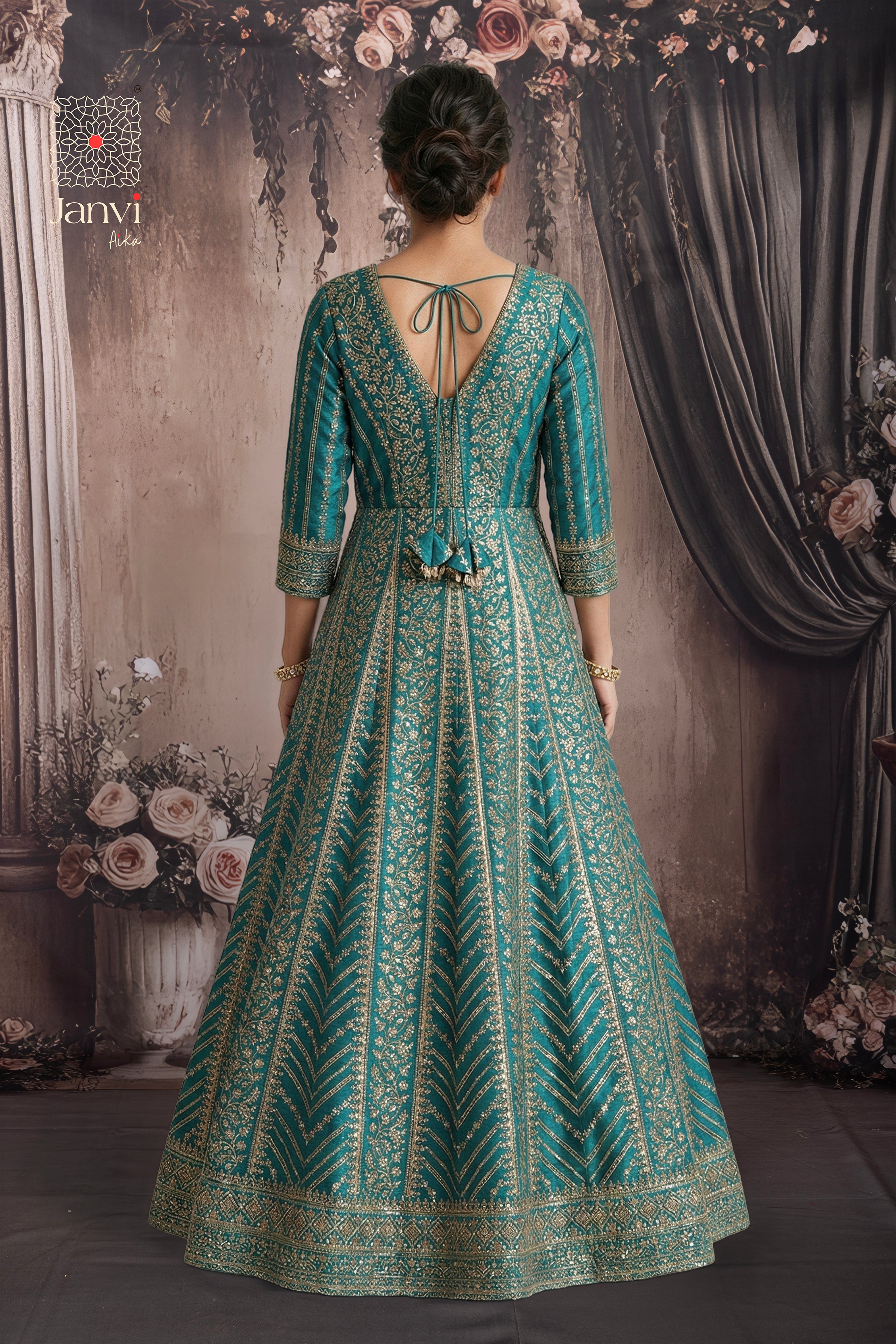 Teal Majesty Long Gown