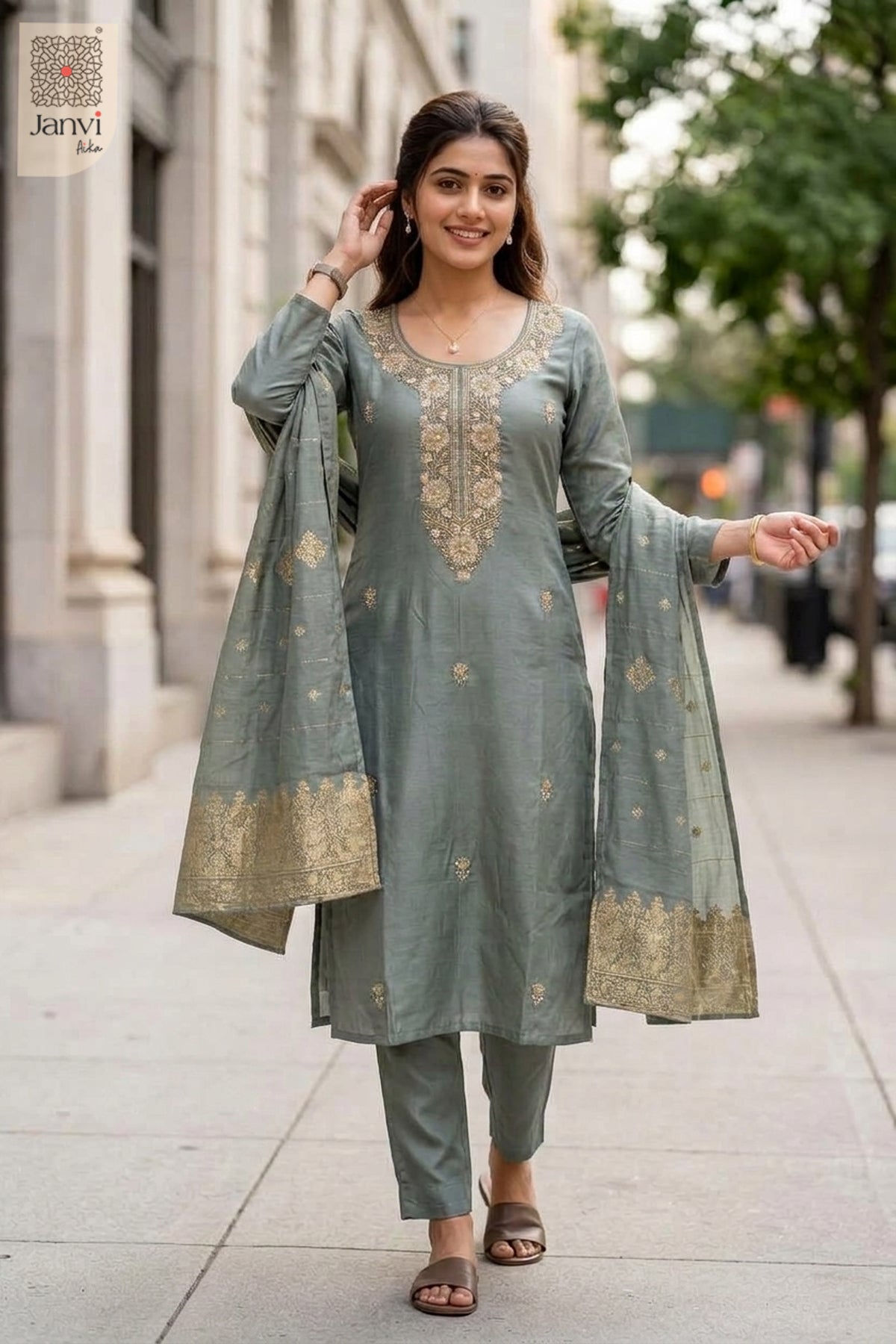 Tavira Floral Embroidered Kurta Set