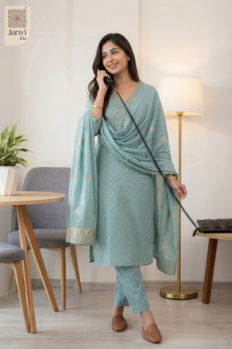 Turquoise Palace Mirrorwork Kurta