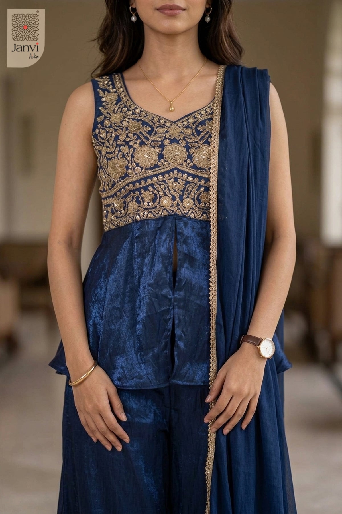 Velora Blue Sharara Set