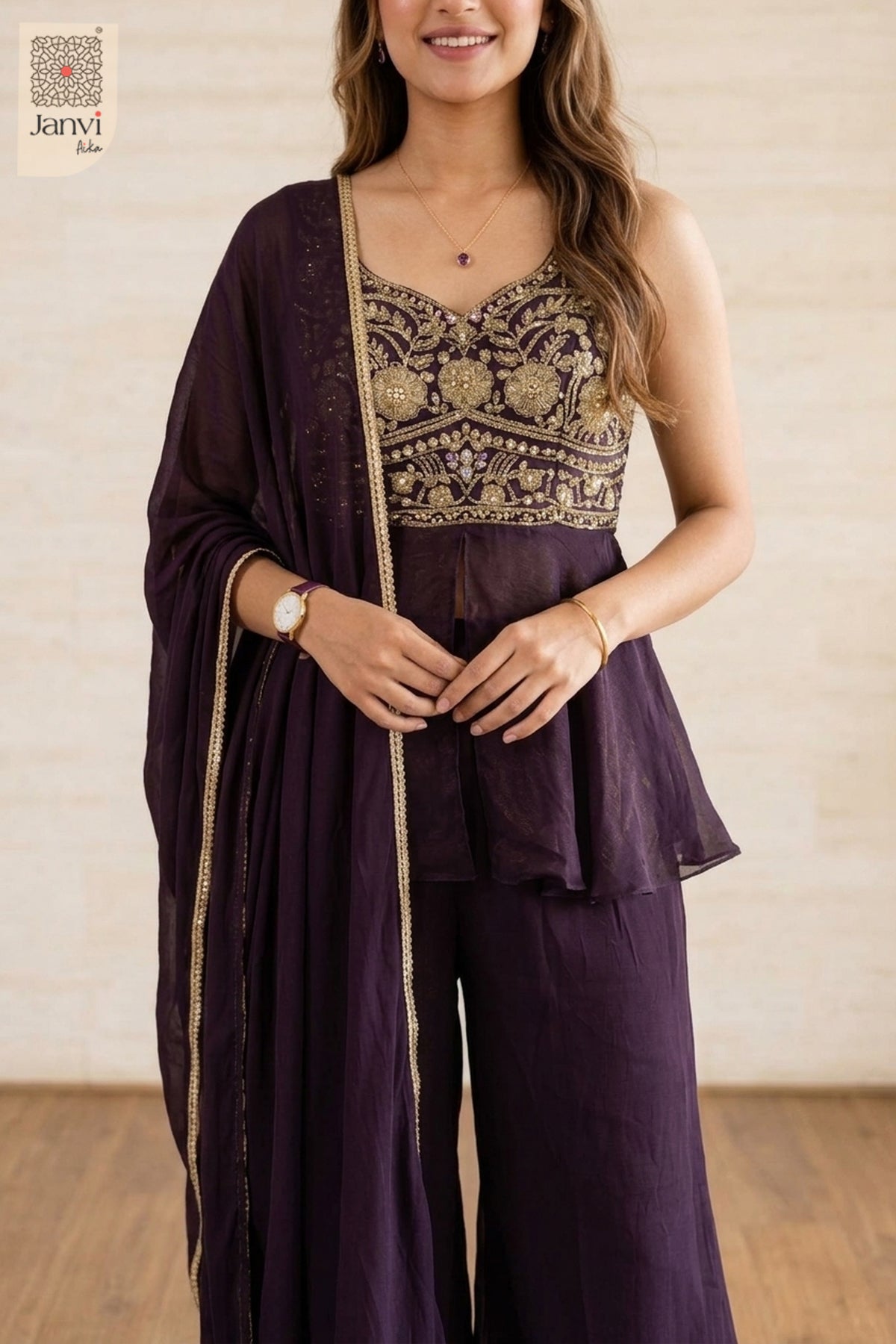 Velvet Plum Sharara Set