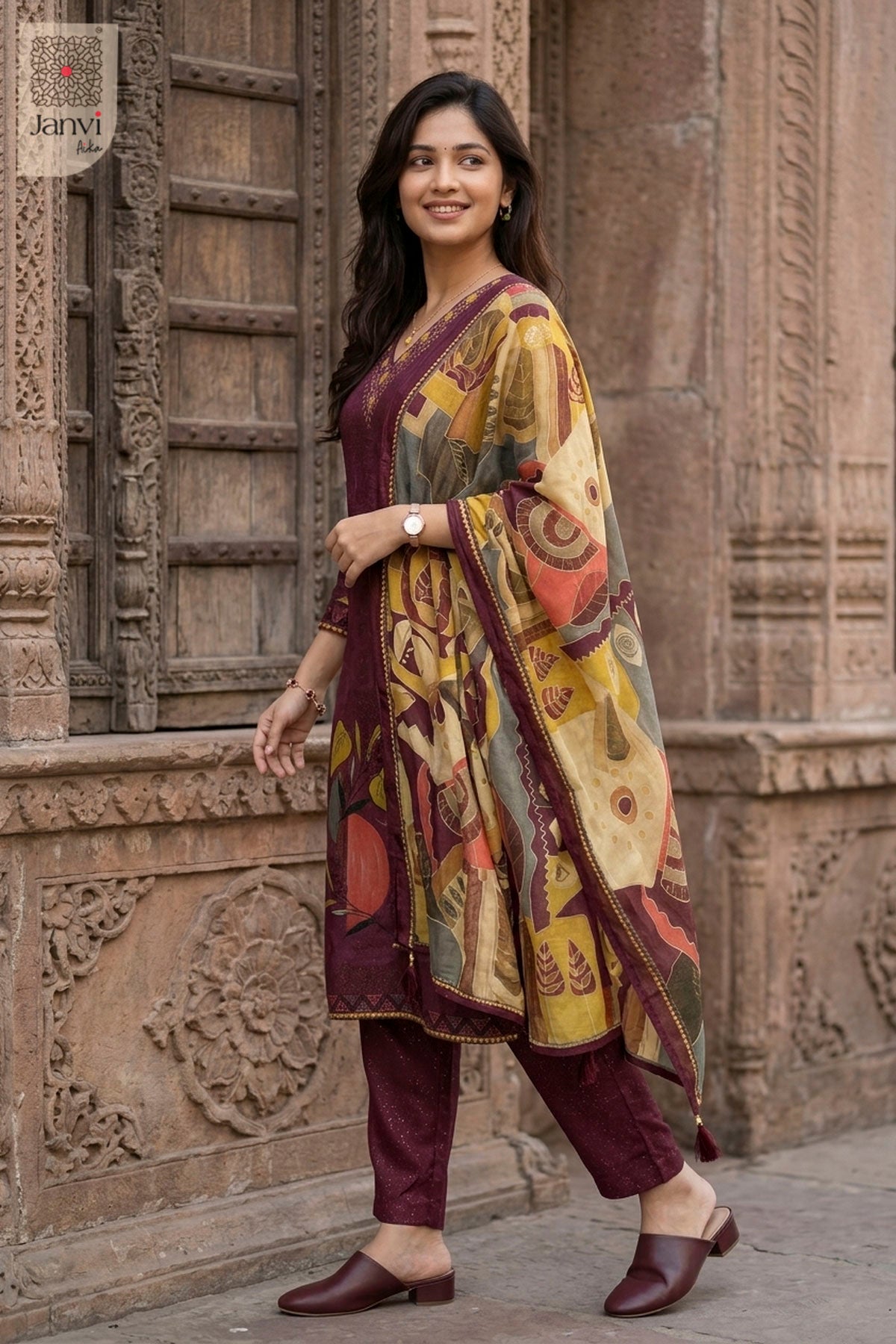 Vintage Berry Chudidhar Set