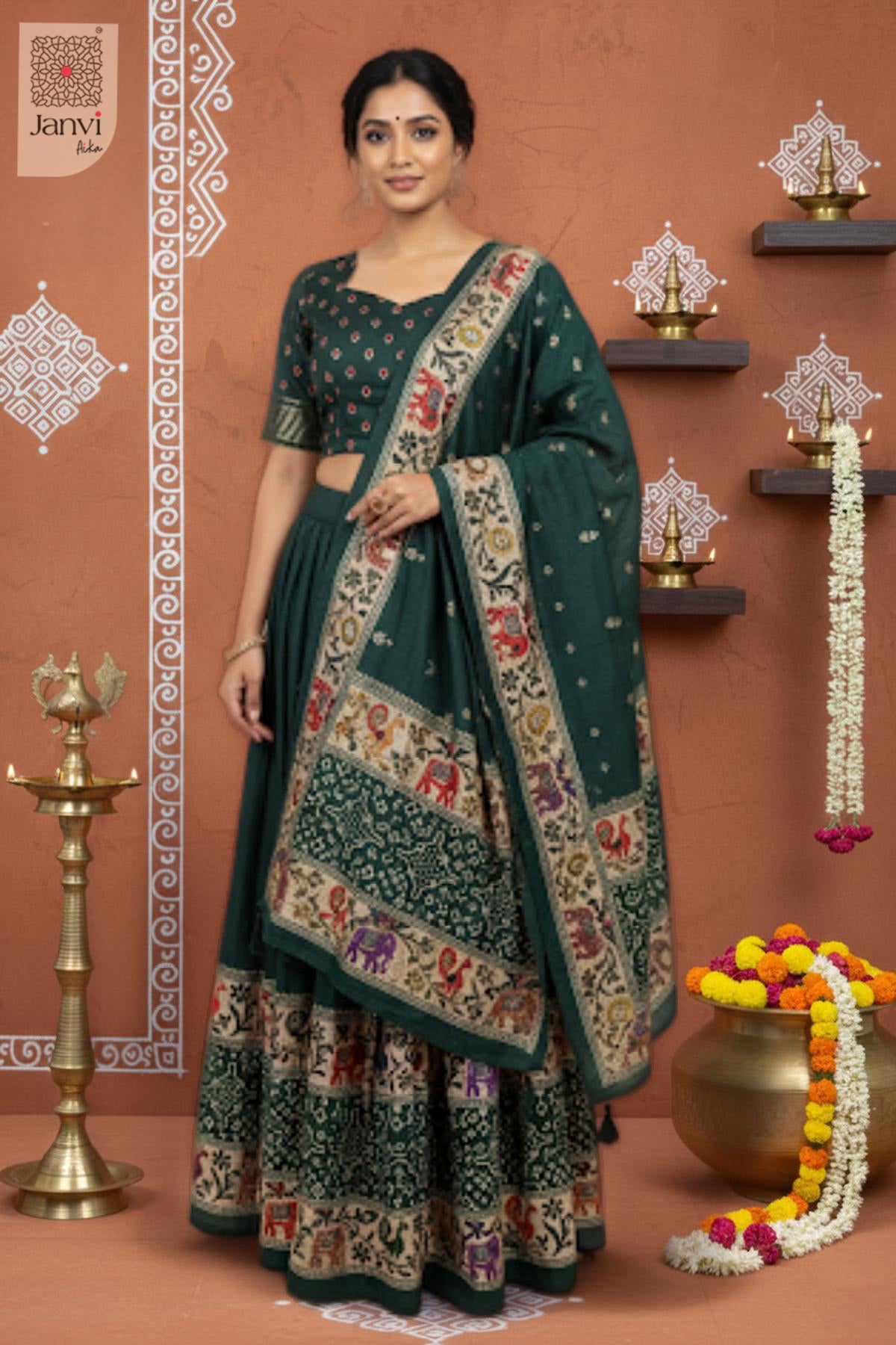 Vamika Emerald Heritage Half Saree Lehenga Set