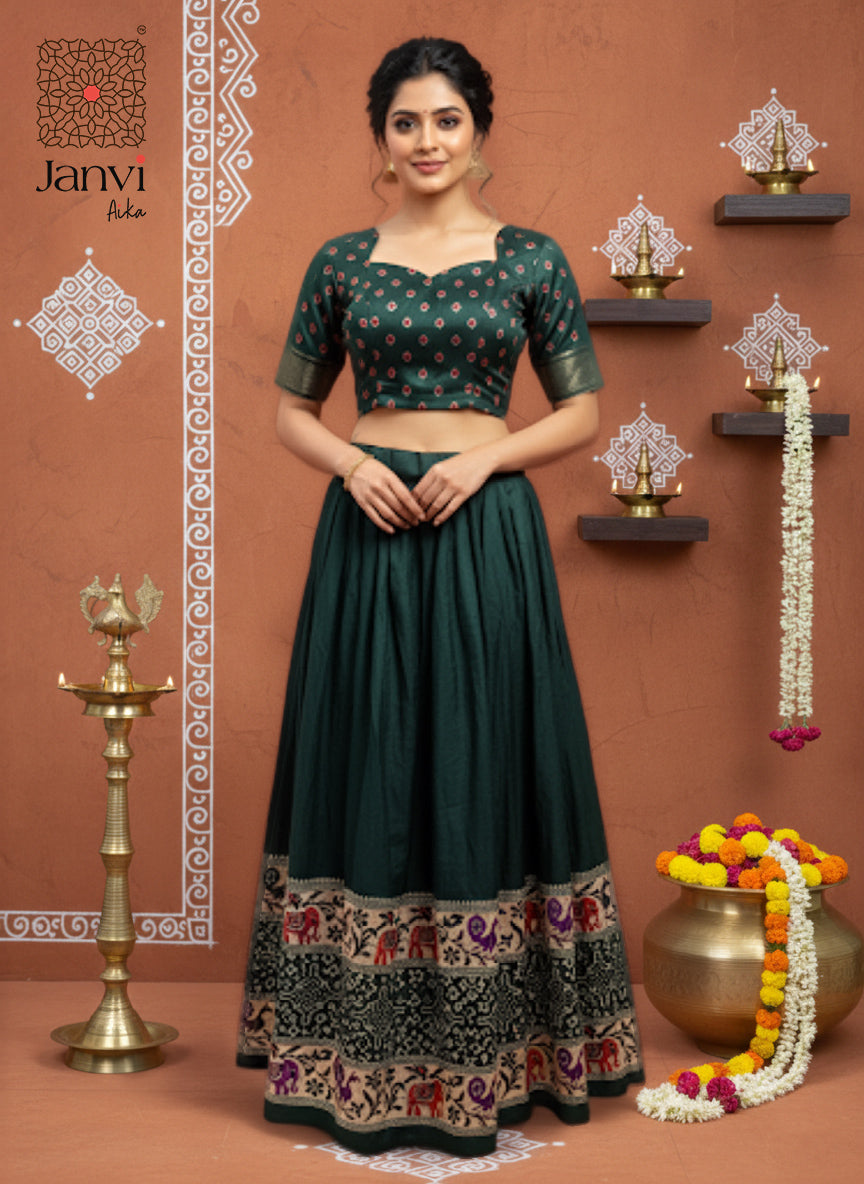 Vamika Emerald Heritage Half Saree Lehenga Set