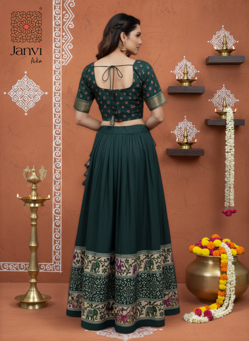 Vamika Emerald Heritage Half Saree Lehenga Set