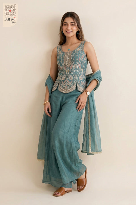 Verdant Charm Sharara Set