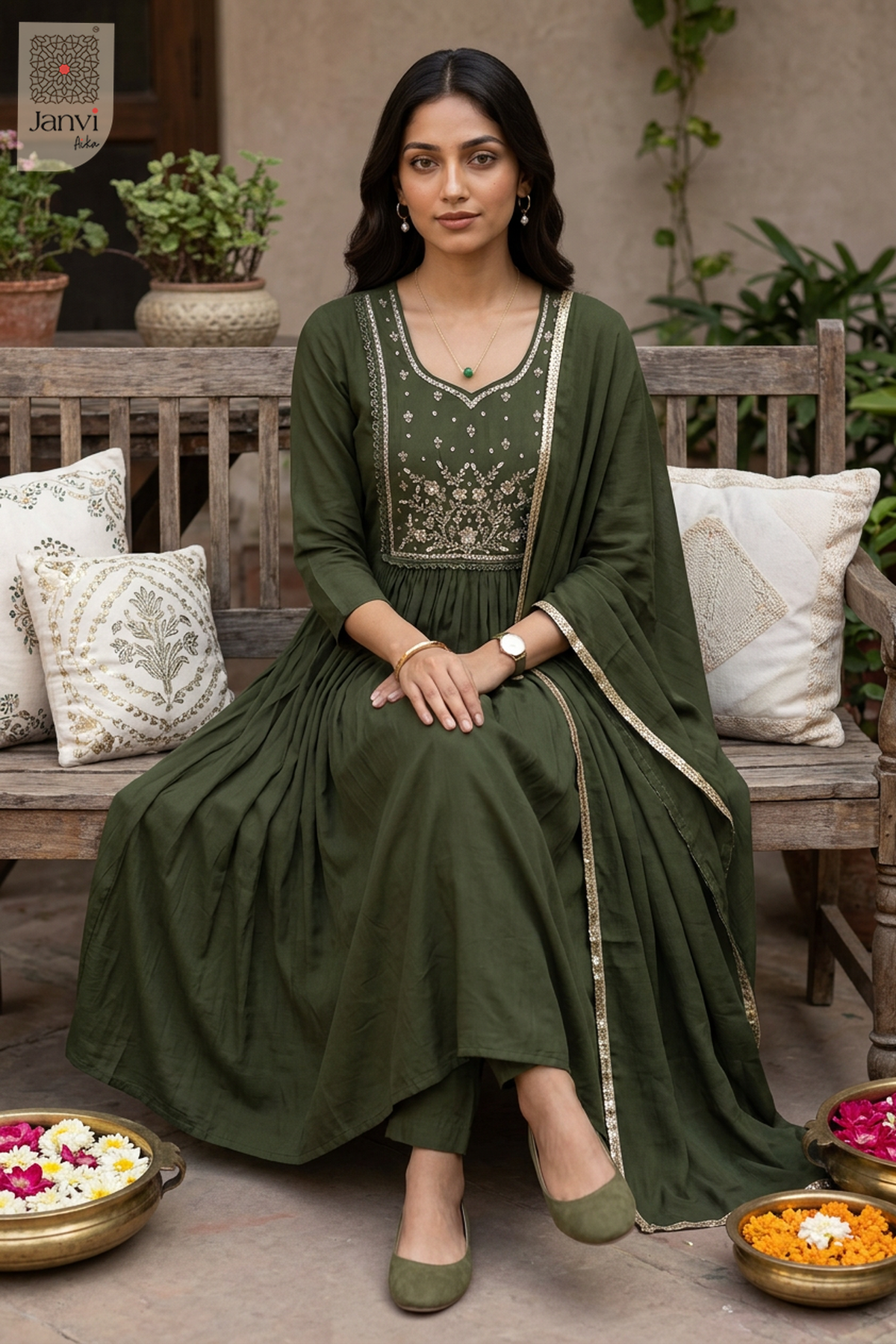 Verdure Floral Yoke U Neck Anarkali