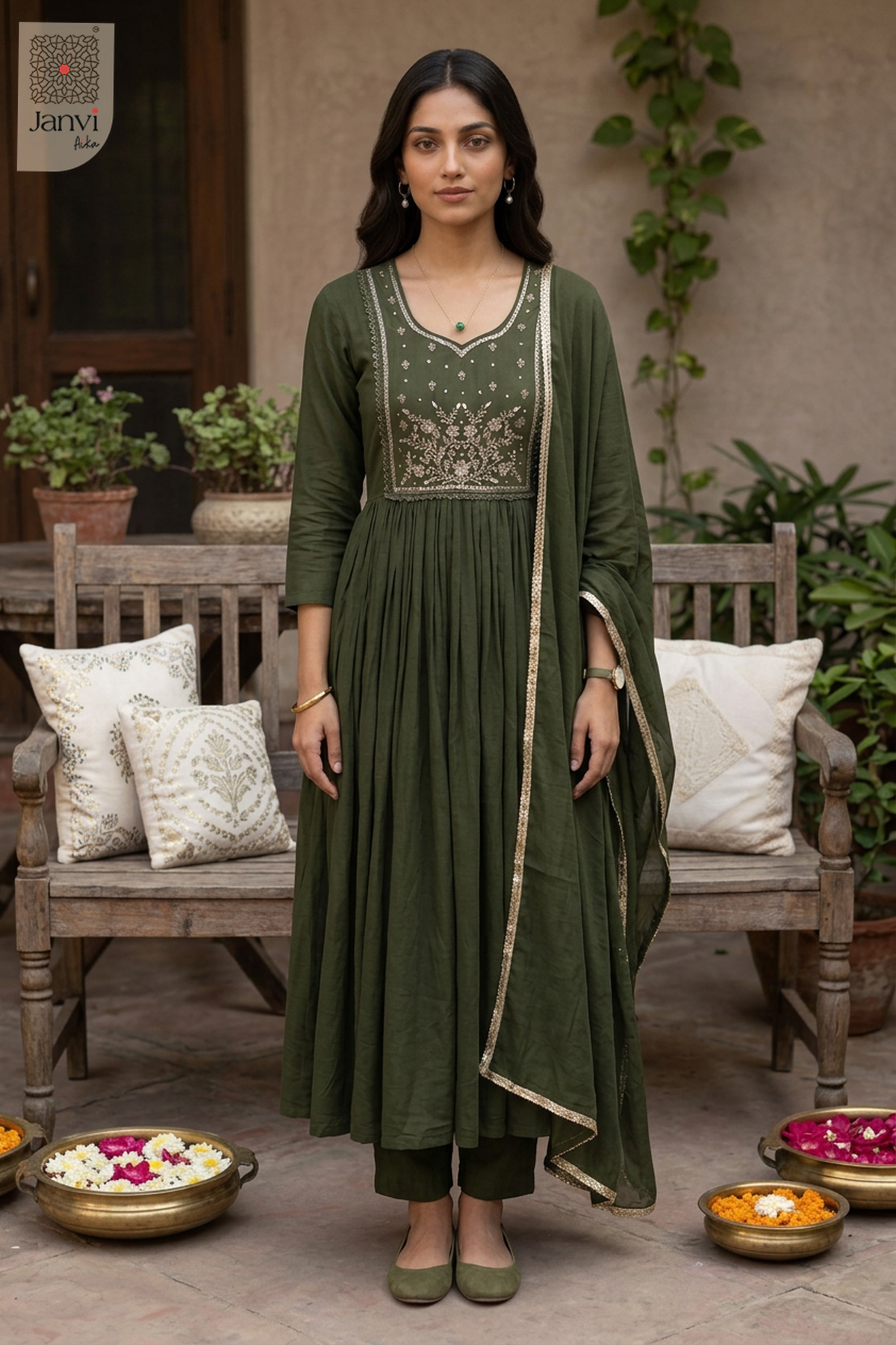 Verdure Floral Yoke U Neck Anarkali