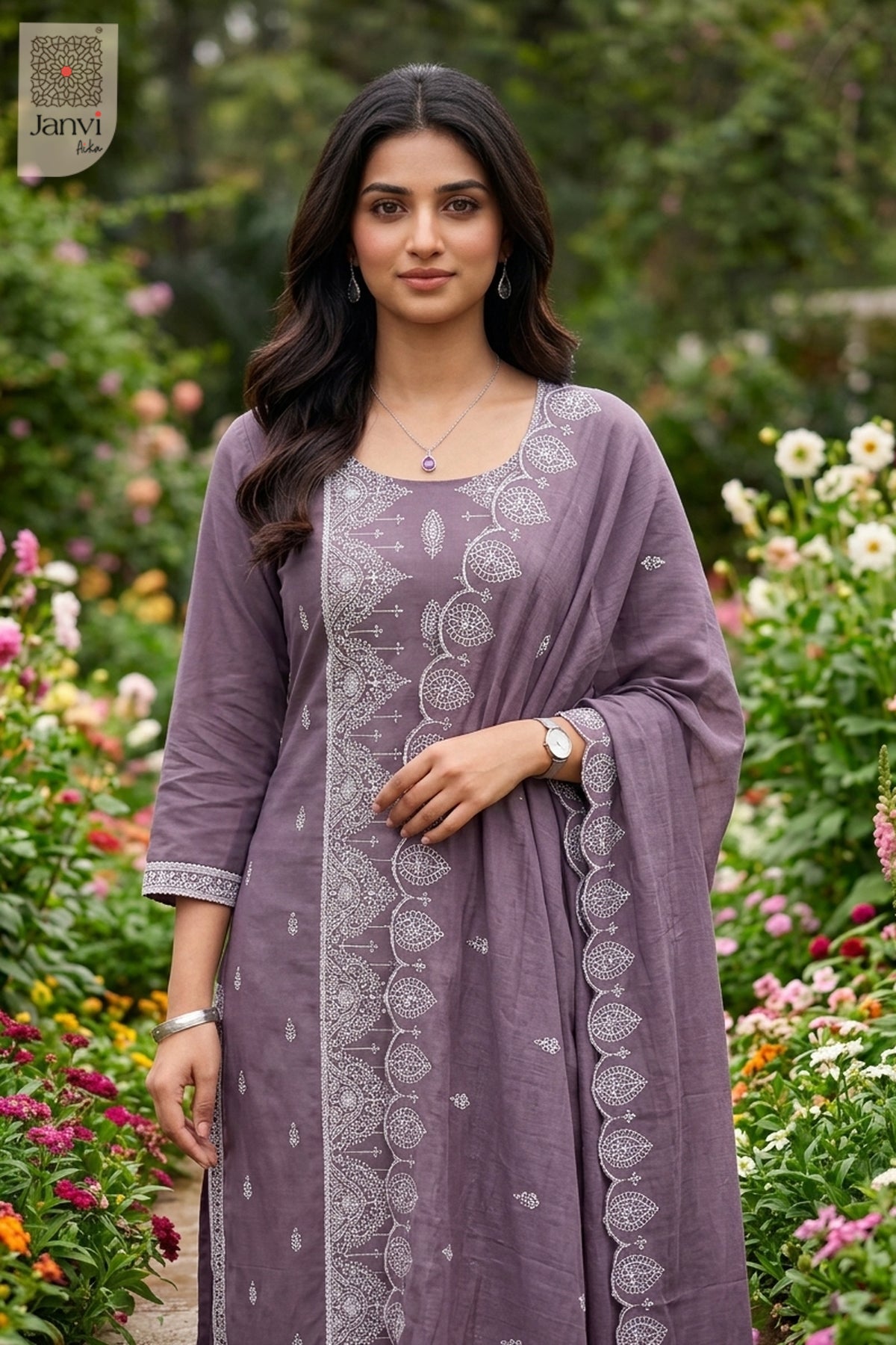 Vintage Amethyst Ornate Neckline Kurta