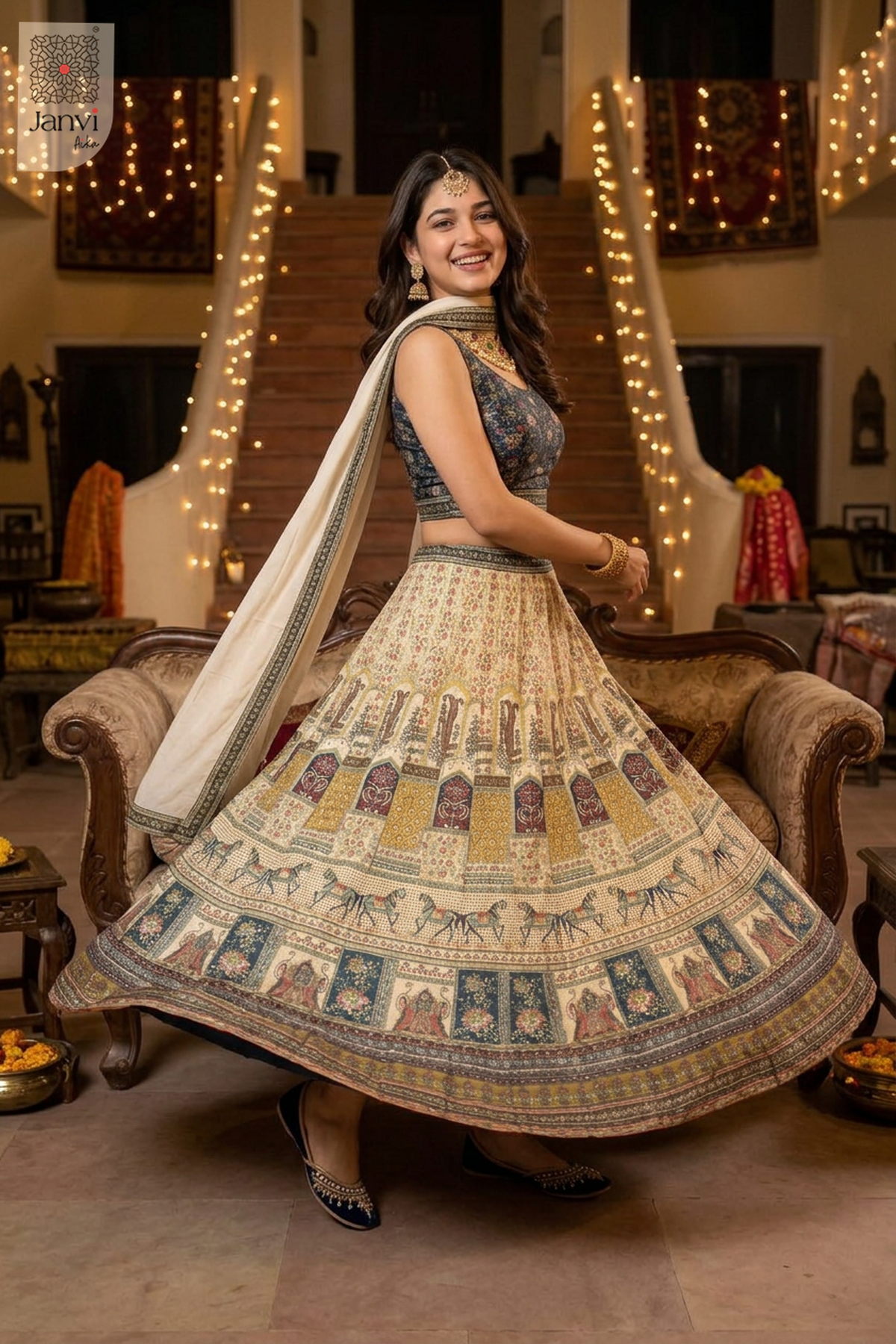 Vintage Floral Lehenga