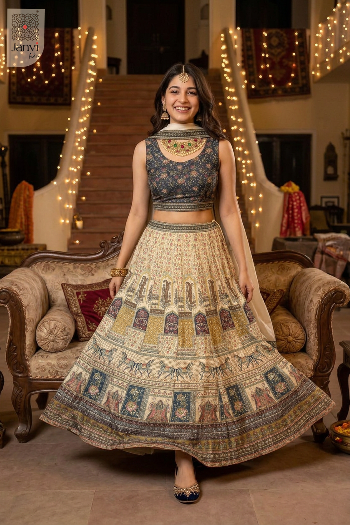 Vintage Floral Lehenga