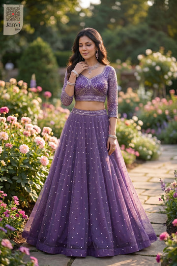 Side profile view of Violet Twirl showcasing design for online clothes shopping websites.
