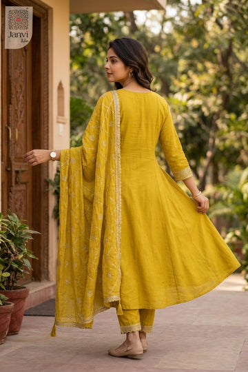 Back view showing neckline styling of Yellow Yashna for women's clothing stores near me.