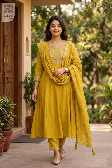 Front full view of Yellow Yashna showcasing style for designer indian wedding dresses.