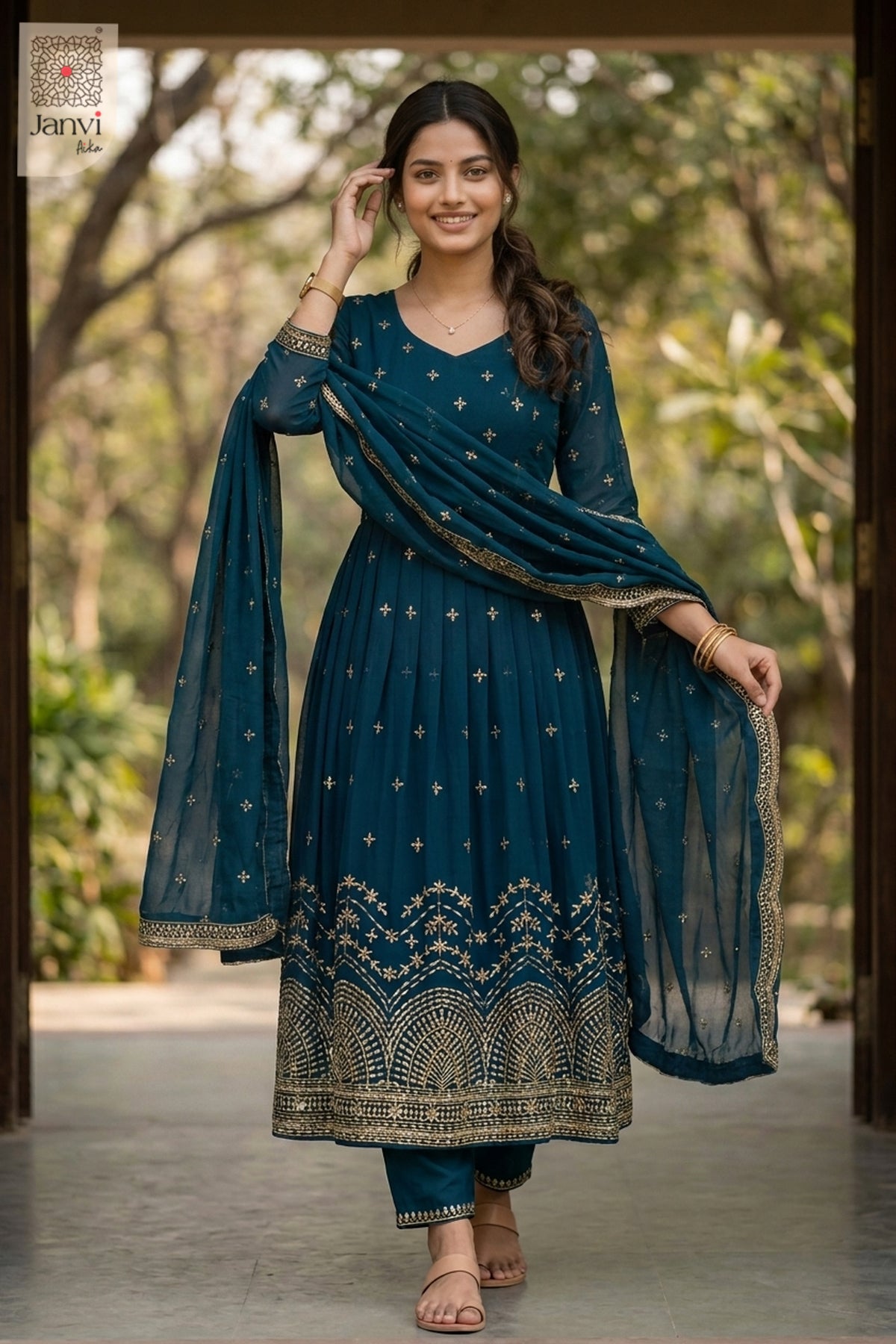 Zarafshan Midnight Anarkali Dress