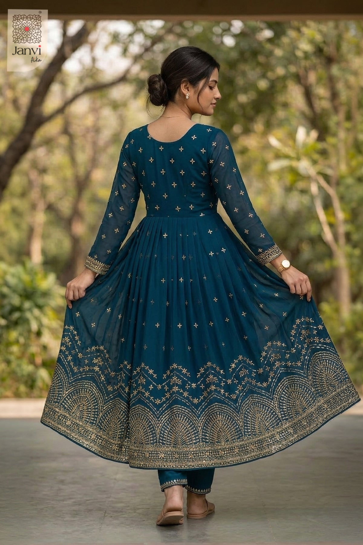 Zarafshan Midnight Anarkali Dress