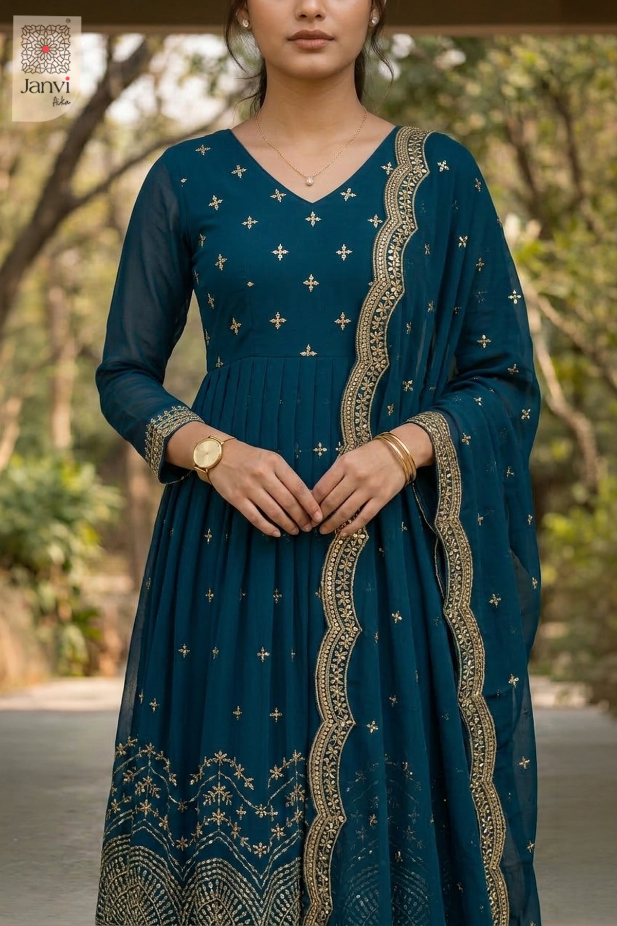 Zarafshan Midnight Anarkali Dress