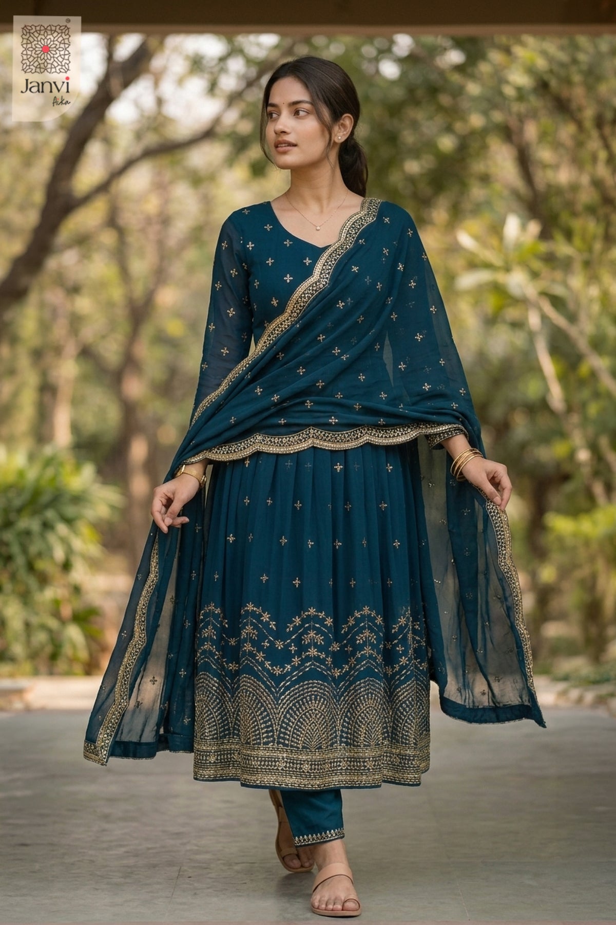 Zarafshan Midnight Anarkali Dress
