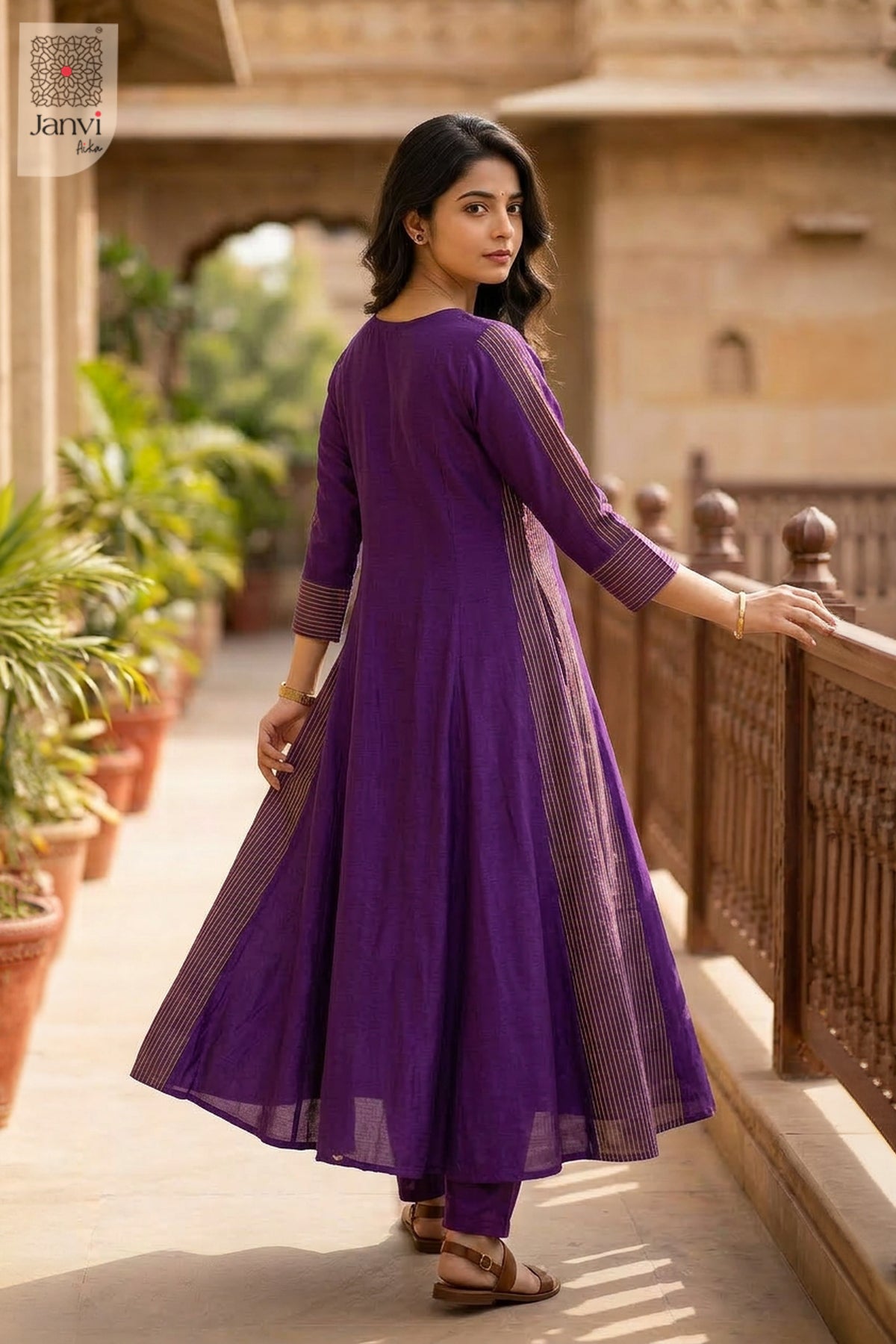 Zari Violet Anarkali Dress