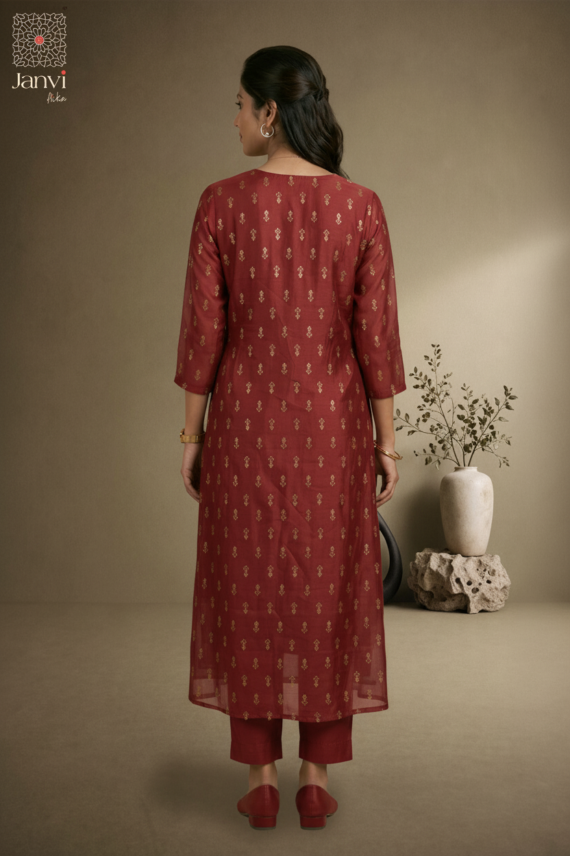 Zari Embroidered Red