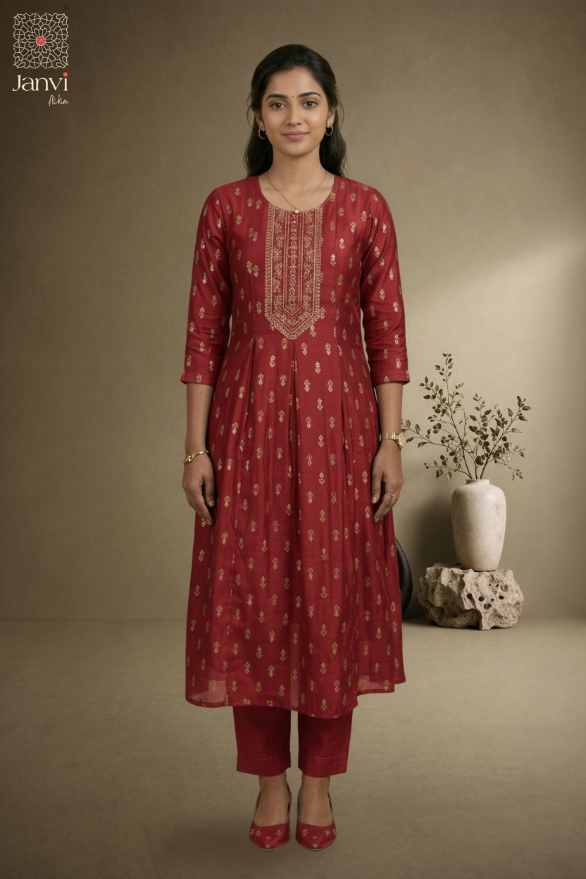 Zari Embroidered Red