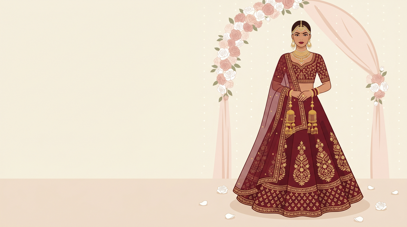 Bridal lehenga for women with intricate embroidery, wedding wear and traditional bridal attire