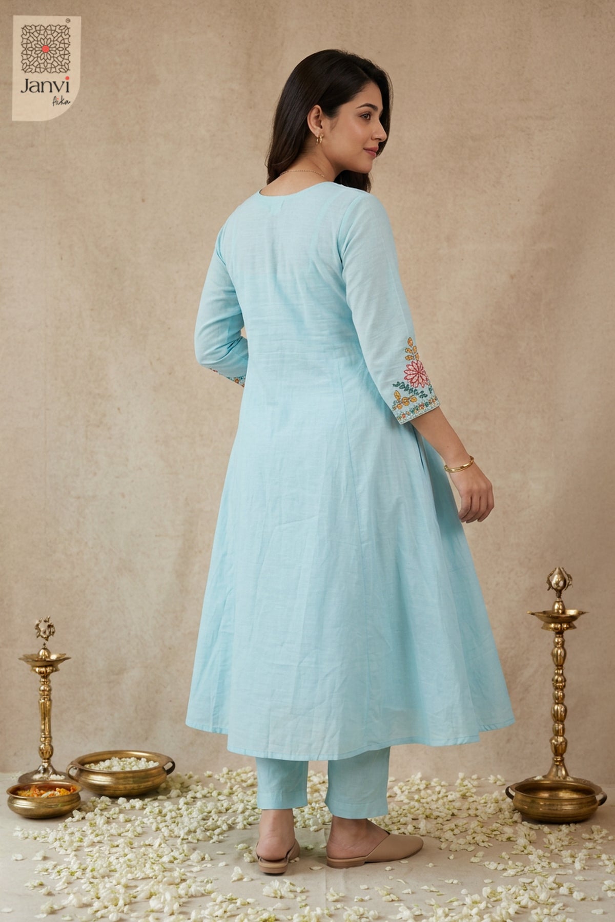 Frosted Aqua Gulmohar Symphony Anarkali