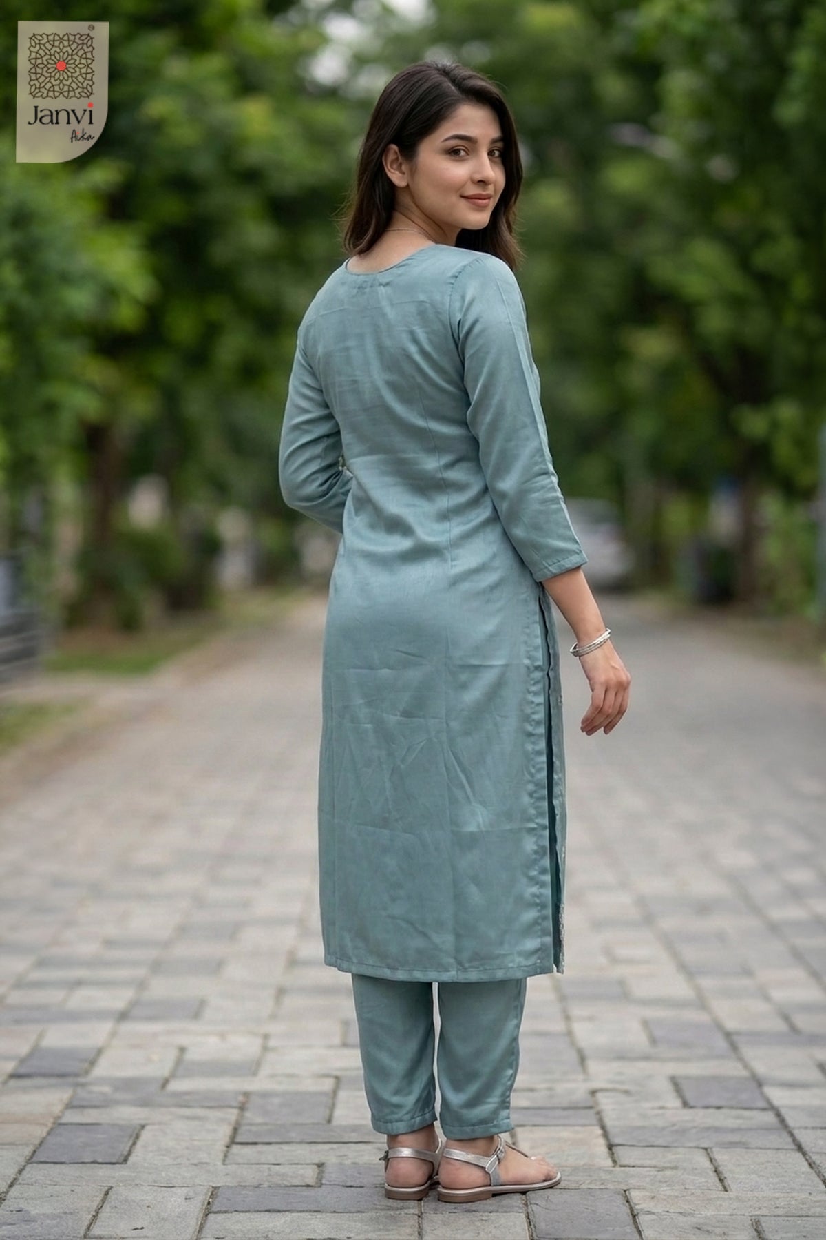 Teal Treasure Embroidered Chudidhar