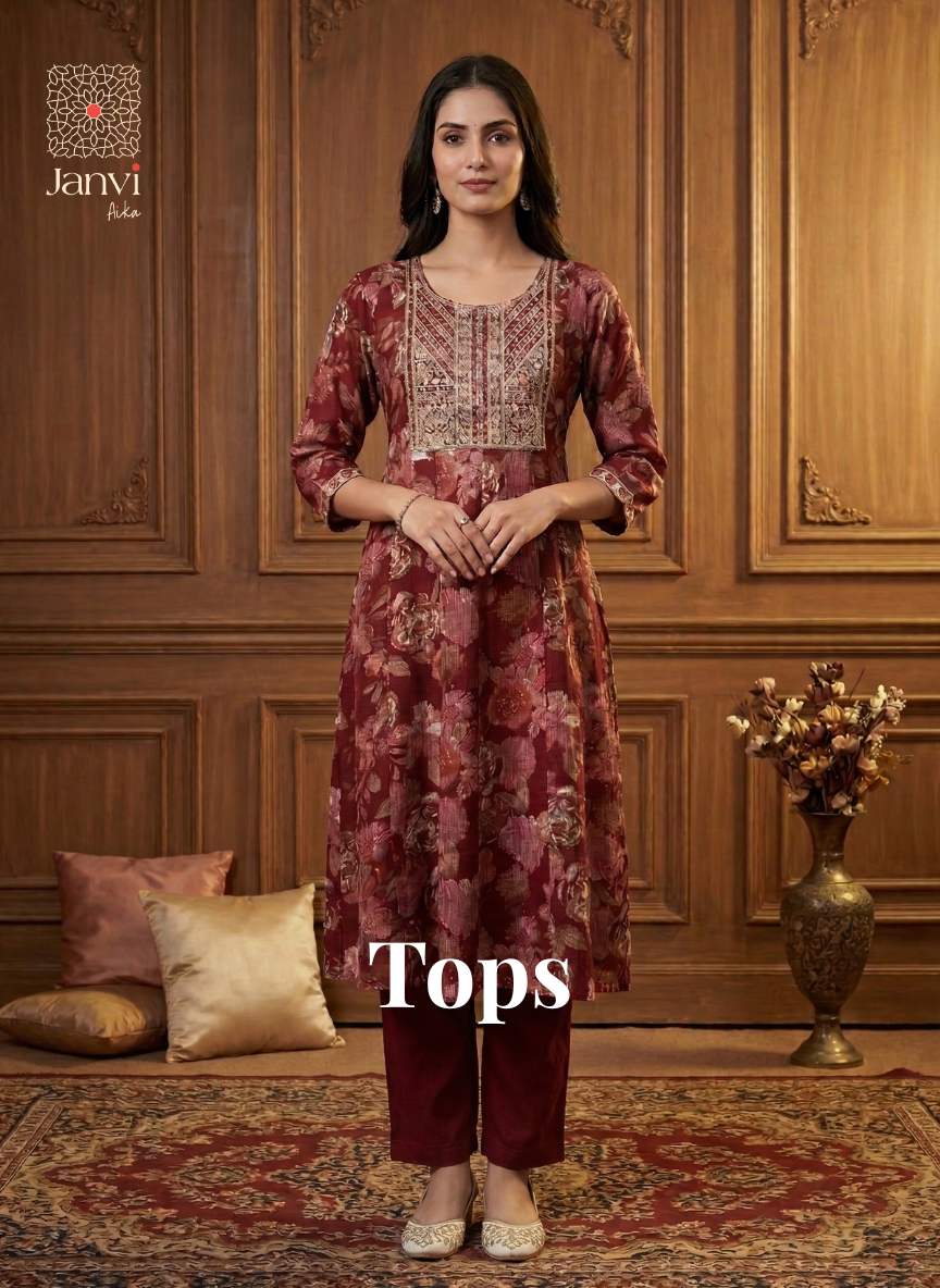 Printed kurti top for women in elegant ethnic wear